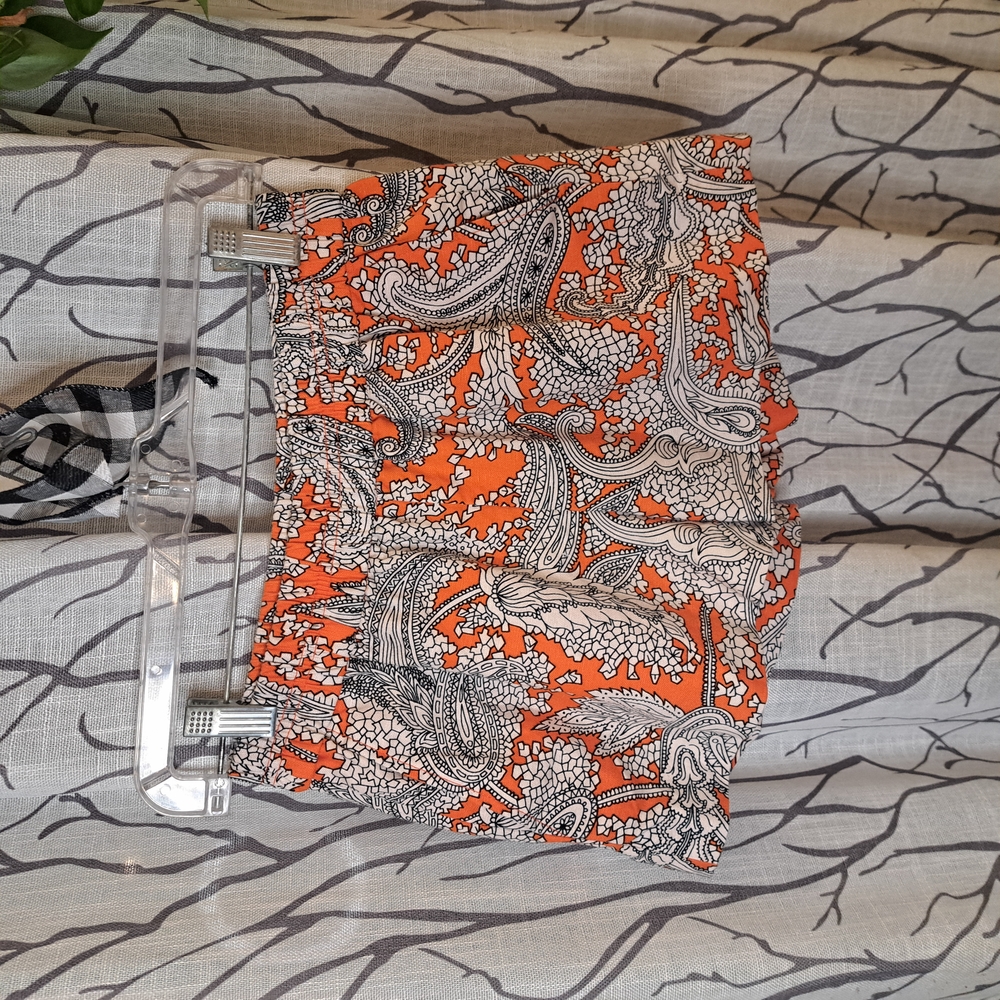 J. Crew Orange and Black Mini Pencil Skirt Resort Wear